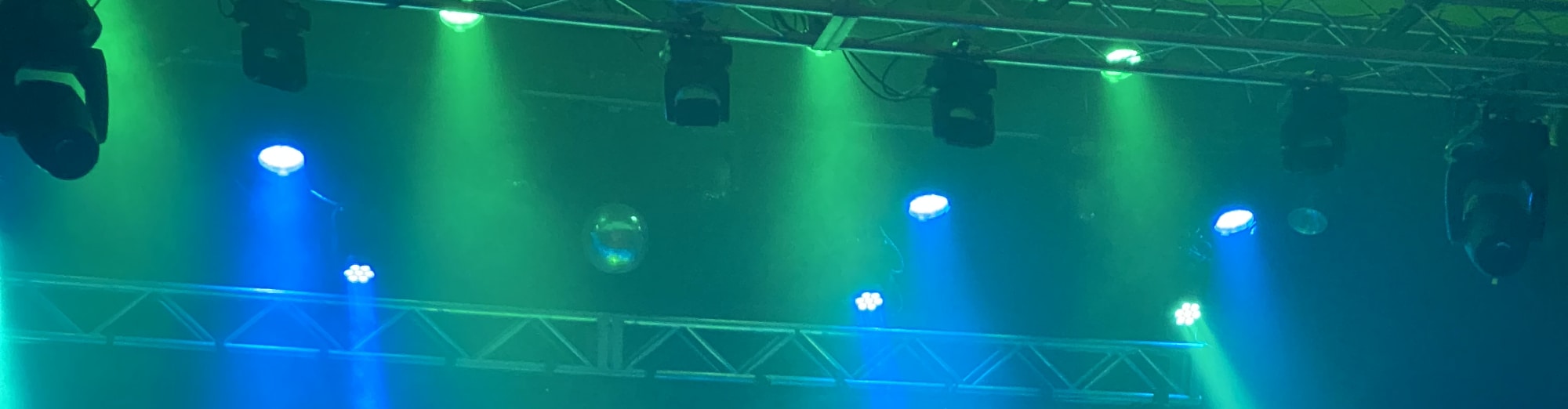 blue and green theater stage lights Louisville